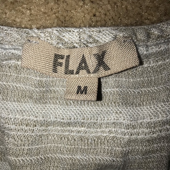 Flax Light Green/Brown Linen Top, Size M - Picture 7 of 8